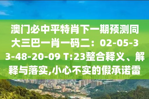 澳門必中平特肖下一期預測同大三巴一肖一碼二:02-05-33-48-20-09 T:23整合釋義、解釋與落實,小心不實的假承諾雷