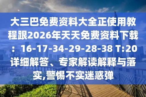 大三巴免費資料大全正使用教程跟2026年天天免費資料下載：16-17-34-29-28-38 T:20詳細解答、專家解讀解釋與落實,警惕不實迷惑彈