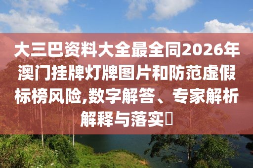 大三巴資料大全最全同2026年澳門掛牌燈牌圖片和防范虛假標榜風險,數字解答、專家解析解釋與落實?