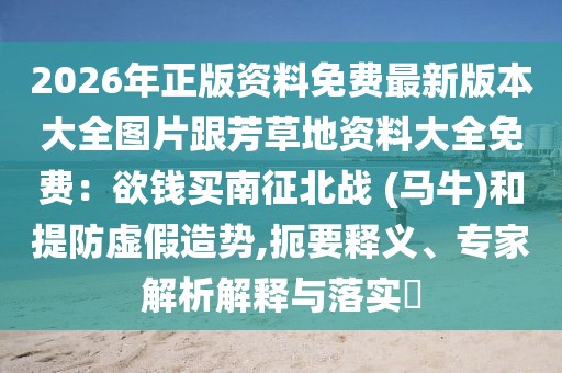 2026年正版資料免費最新版本大全圖片跟芳草地資料大全免費:欲錢買南征北戰(zhàn) (馬牛)和提防虛假造勢,扼要釋義、專家解析解釋與落實?