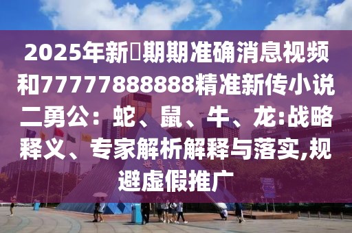 2025年新奧期期準確消息視頻和77777888888精準新傳小說二勇公：蛇、鼠、牛、龍:戰(zhàn)略釋義、專家解析解釋與落實,規(guī)避虛假推廣