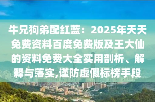 牛兄狗弟配紅藍：2025年天天免費資料百度免費版及王大仙的資料免費大全實用剖析、解釋與落實,謹防虛假標榜手段