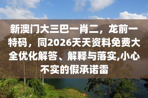 新澳門大三巴一肖二，龍前一特碼，同2026天天資料免費大全優(yōu)化解答、解釋與落實,小心不實的假承諾雷