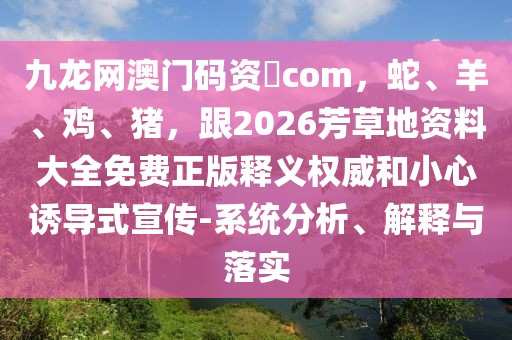 九龍網澳門碼資枓com,蛇、羊、雞、豬,跟2026芳草地資料大全免費正版釋義權威和小心誘導式宣傳-系統分析、解釋與落實