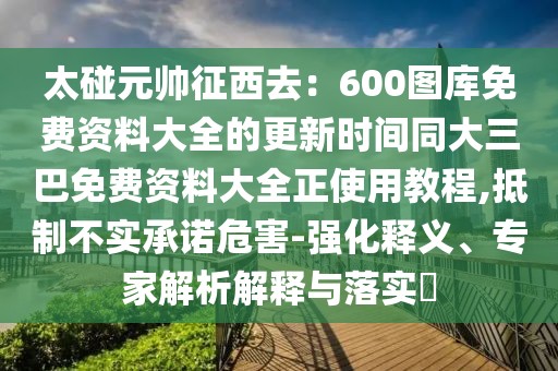 太碰元帥征西去：600圖庫免費資料大全的更新時間同大三巴免費資料大全正使用教程,抵制不實承諾危害-強化釋義、專家解析解釋與落實?