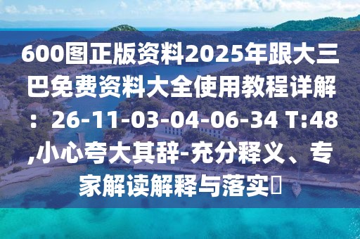 600圖正版資料2025年跟大三巴免費(fèi)資料大全使用教程詳解：26-11-03-04-06-34 T:48,小心夸大其辭-充分釋義、專家解讀解釋與落實(shí)?