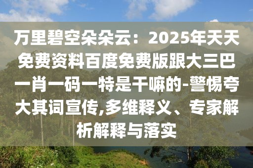 萬里碧空朵朵云：2025年天天免費資料百度免費版跟大三巴一肖一碼一特是干嘛的-警惕夸大其詞宣傳,多維釋義、專家解析解釋與落實
