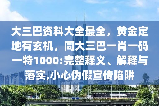 大三巴資料大全最全,黃金定地有玄機,同大三巴一肖一碼一特1000:完整釋義、解釋與落實,小心偽假宣傳陷阱