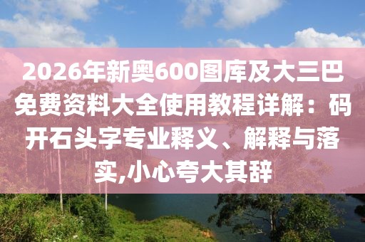 2026年新奧600圖庫及大三巴免費資料大全使用教程詳解：碼開石頭字專業釋義、解釋與落實,小心夸大其辭