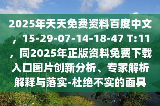 2025年天天免費資料百度中文，15-29-07-14-18-47 T:11，同2025年正版資料免費下載入口圖片創新分析、專家解析解釋與落實-杜絕不實的面具