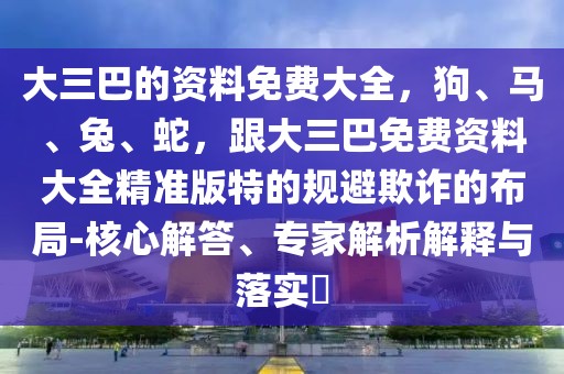 大三巴的資料免費大全，狗、馬、兔、蛇，跟大三巴免費資料大全精準版特的規避欺詐的布局-核心解答、專家解析解釋與落實?