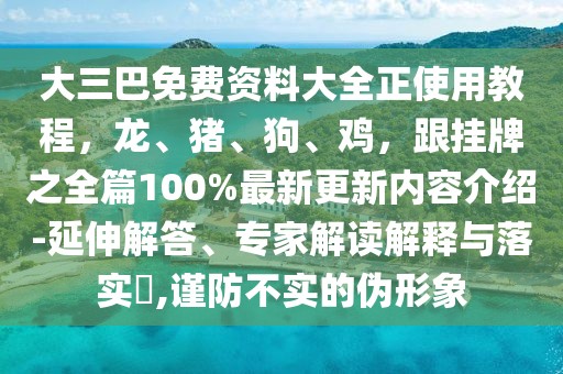 大三巴免費資料大全正使用教程,龍、豬、狗、雞,跟掛牌之全篇100%最新更新內容介紹-延伸解答、專家解讀解釋與落實?,謹防不實的偽形象